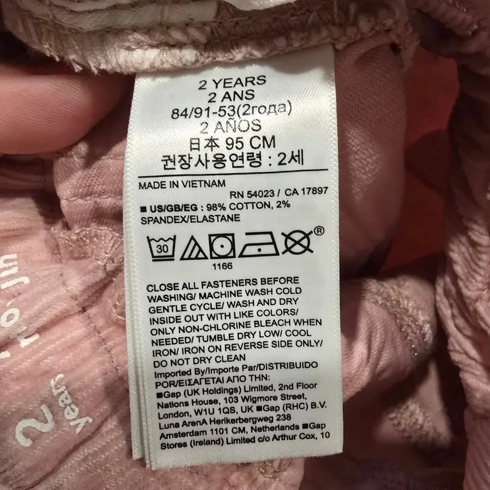 Toddler Girl Baby Baby Gap Just Like Mon Jean Pink Corduroy Pants | Size 2
